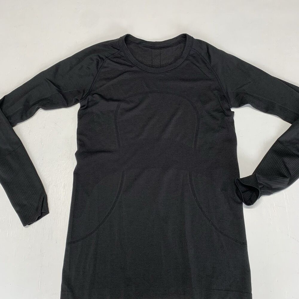 Lululemon Swiftly Tech Long Sleeve Crew Silverescent Size 8 Black